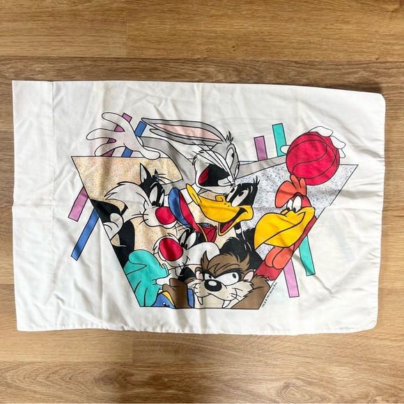 Vintage Warner Brothers Looney Toons Pillowcase Bugs Bunny Sylvester Cat Single - Picture 1 of 7